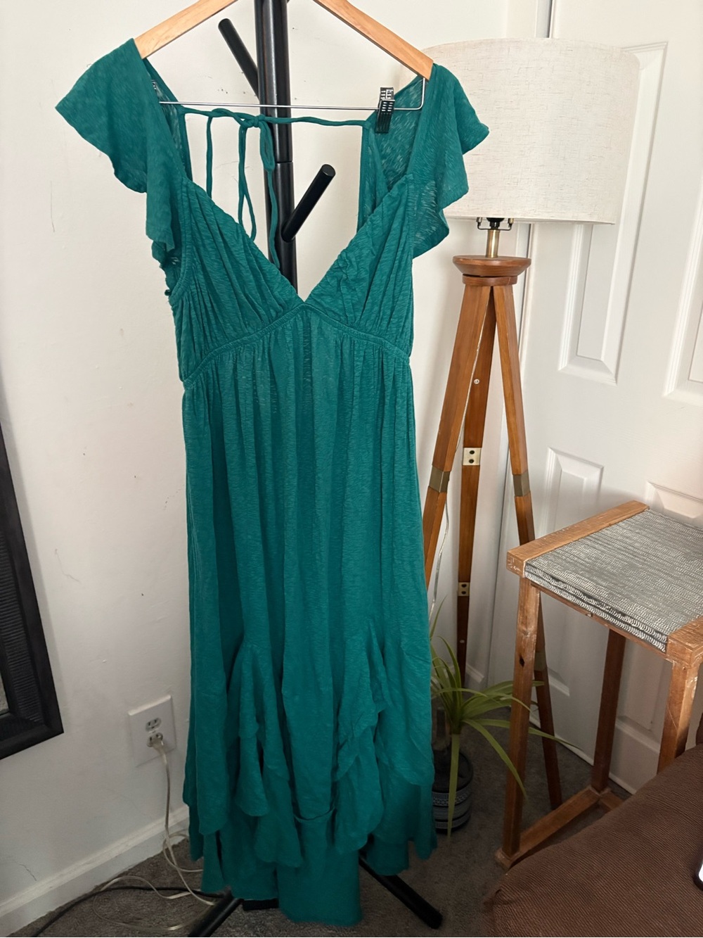 NWT FREE PEOPLE Aquamarine Maxi Dress | Tropic Teal MSRP $98 Size L - Picture 7 of 10